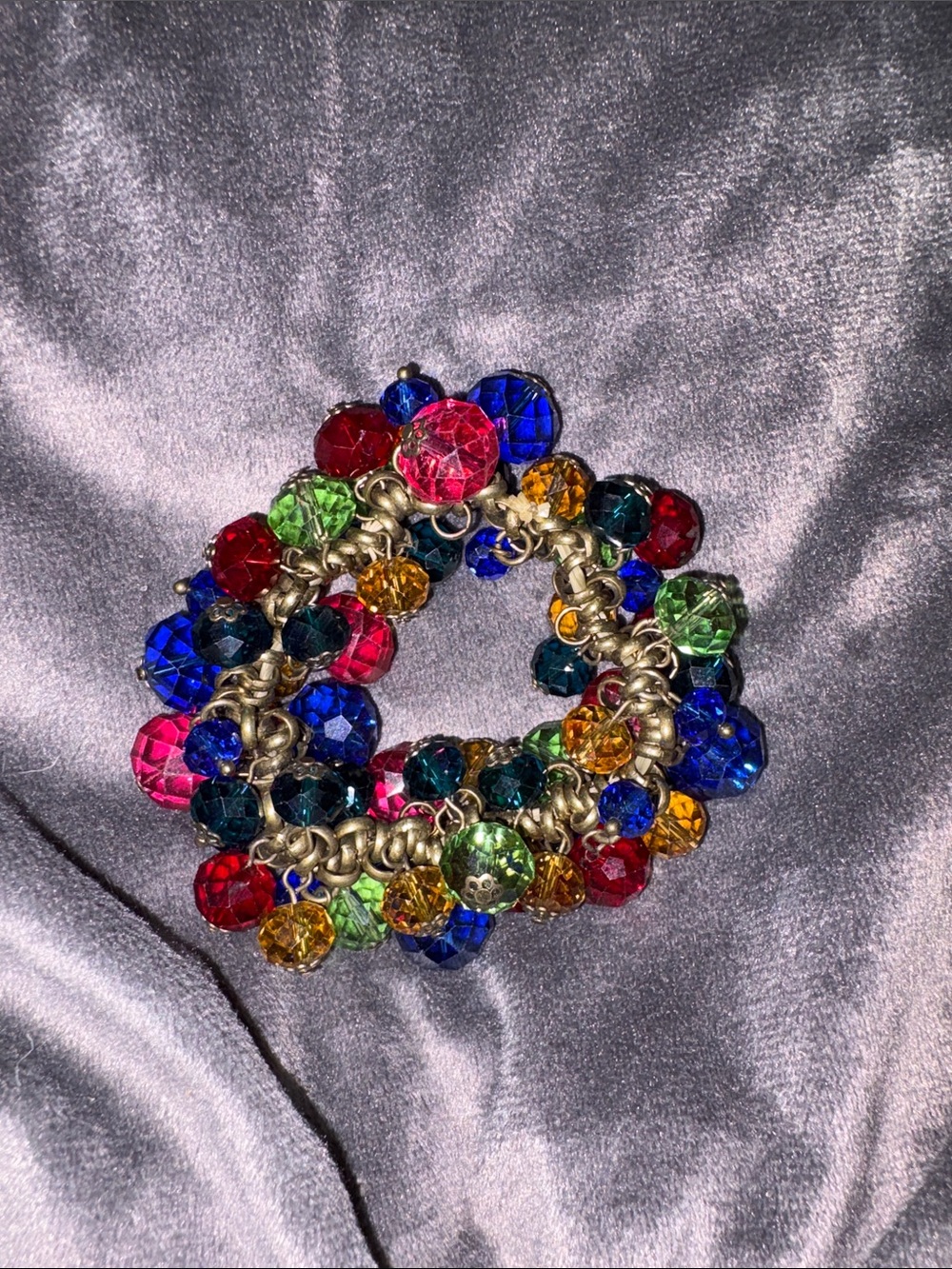 Unbranded Crystal Charm Bracelet Women OS Multicolor Good Faceted Beaded Chunky